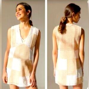 Urban Outfitters Tan Cream 70s lace dress NWT